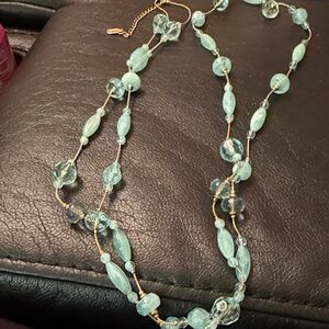JLO Aqua Glass Beaded Necklace